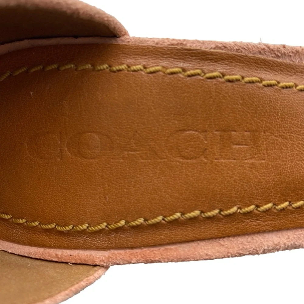Coach Womens Shoes Heel Sandal with Coach Link Pink Suede Leather Feminine Sz 7 - Picture 8 of 14